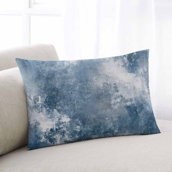 Blue Grey Throw Pillow Covers, Oil Painting Modern Abstract Soft Breathable Pillow Cases with Invisible Zipper for Sleeping, King Size Pillowcases for Couch Bed Sofa Chair 20x36 Inches