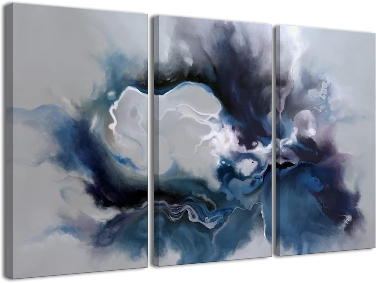 Blue and Grey Wall Art-Abstract Picture 3 Piece Canvas Print Wall Painting Modern Artwork Canvas Wall Art for Living Room Home Office Décor 12×16 inch