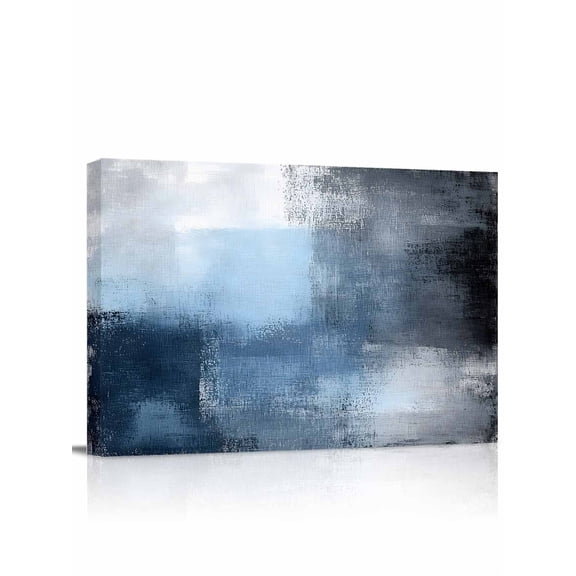 Blue Grey Wall Art for Living Room,Canvas Picture Wall Decor for Bathroom Bedroom,Modern Oil Painted Art Abstract Geometric Painting Artwork for Office Kitchen Hallway Dining Room Home Decor 12"x16"