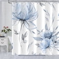thumbnail image 1 of Blue Grey Watercolor Floral Shower Curtain, Flower Leaves Minimalist Aesthetic Art for Bathroom Decor, Waterproof Polyester with 12 Hooks,72x72 in, 1 of 7