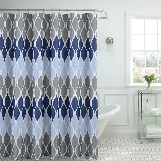 Blue/Grey/White Geometric, Bathroom Set, 13 Piece, Clarisse - Walmart.com