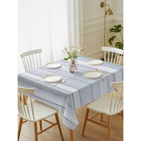 Blue Grey Wood Plank Tablecloth Rectangle Table Cloth 52x70, Waterproof Tablecloth Outdoor Table Cloth, Farmhouse Wooden Grain Rustic Washable Table Cover for Kitchen Dinning Party