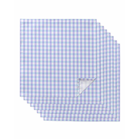 Blue Grid Cloth Napkins Set of 8 Reusable Dinner Napkins, Checkered Plaid Gingham Lattice Trellis Print Cocktail Napkin Washable Table Napkins for Wedding/Holiday Party/Baby Shower 20"x20"