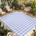 thumbnail image 1 of Blue Grid Outdoor Rug 5x7 Ft - Reversible Patio Rug Outdoor Camping Rugs, Checkered Plaid Gingham Lattice Trellis Print Indoor Outdoor Area Rugs, Non-Slip Outdoor Carpet Runner for Deck/Porch, 1 of 8