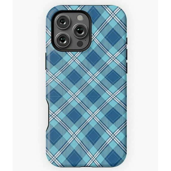 Blue Grid Pattern Geometric Design N7214 Phone Case for iPhone 17 16 15 14 13 12 11 Pro Max