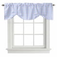 thumbnail image 1 of Blue Grid Tie Up Valance Curtains for Windows, Kitchen Curtains Window Treatments, Checkered Plaid Gingham Lattice Trellis Print Short Window Shades Valances for Bedroom Bathroom Cafe 42"x12", 1 of 8