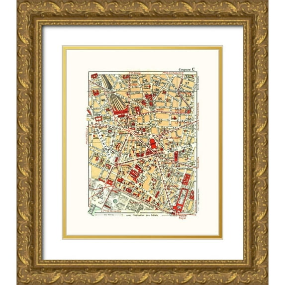 Blue Guides 15x17 Gold Ornate Wood Framed with Double Matting Museum Art Print Titled - Northern Paris France - Blue Guides 1921
