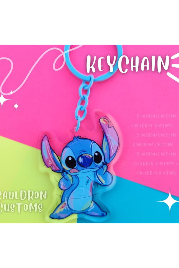 Blue Guy Keychain 2.5 Inch Clear Acrylic Double-Sided Keychain | Hawaii | Cute Keychain (1 keychain)