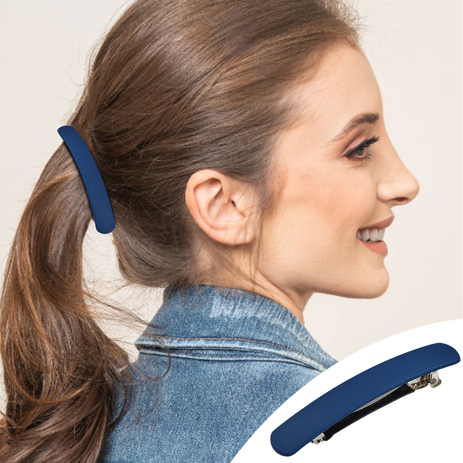 Blue Hair Barrettes for Women - Frosted Spring Clips, Simple Multicolor ...
