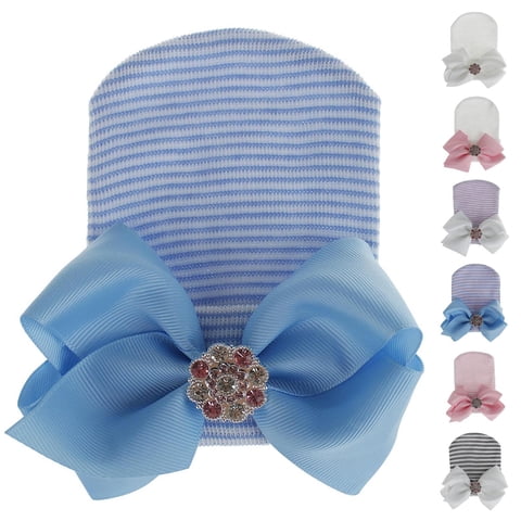 Blue Hair Bows Hair Clip Nylon,Spandex Ribbon Bow Hair Clips with Long Tails Vintage Hair Accessories for Women One Size