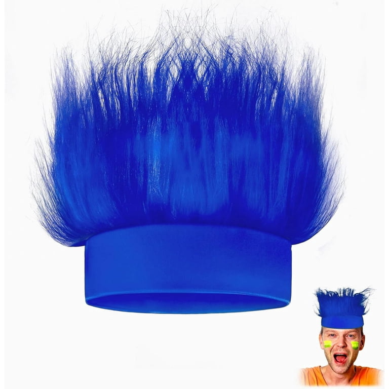 Blue Hairy Costume Headband - Fun and Fuzzy Crazy Hair Wig  display picture 1