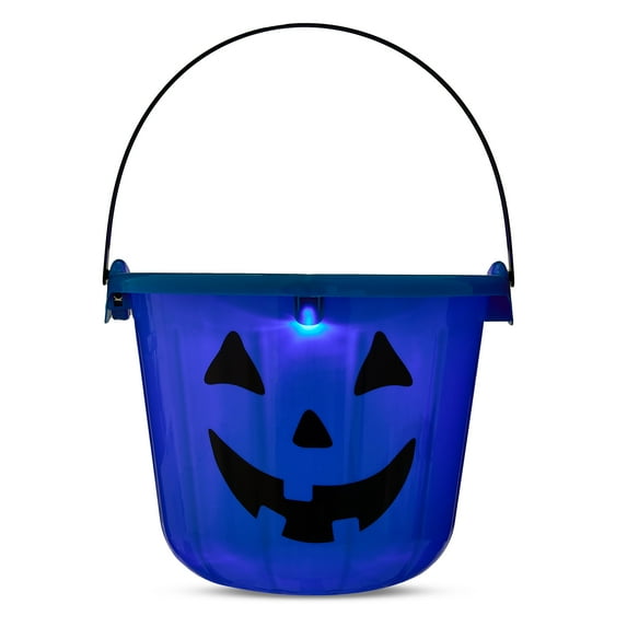 Blue Pumpkin Trick-or-Treat Bucket – 12-inch Light-Up Candy Pail, Halloween by Way To Celebrate