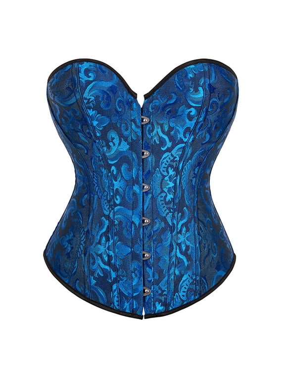 Blue Halloween Women's Bustier Corset Top blended fabric Overbust Bustier Lace Up Strapless Renaissance 5XL