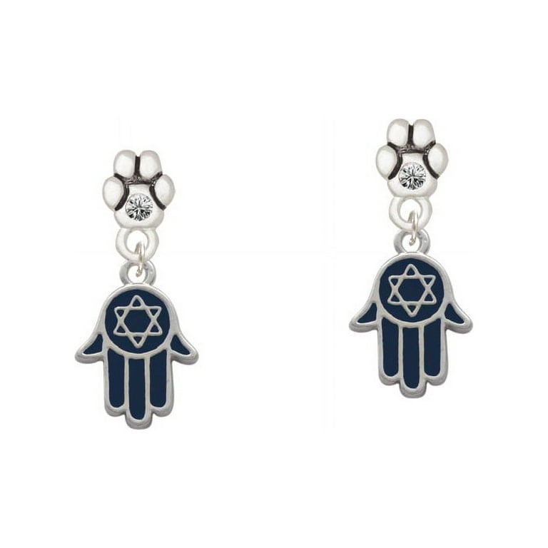 Blue and Clear Hamsa Earrings Blue and Clear Hamsa Earrings