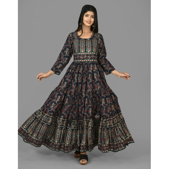 Blue Hand Embroidery & Sequins Work Dress