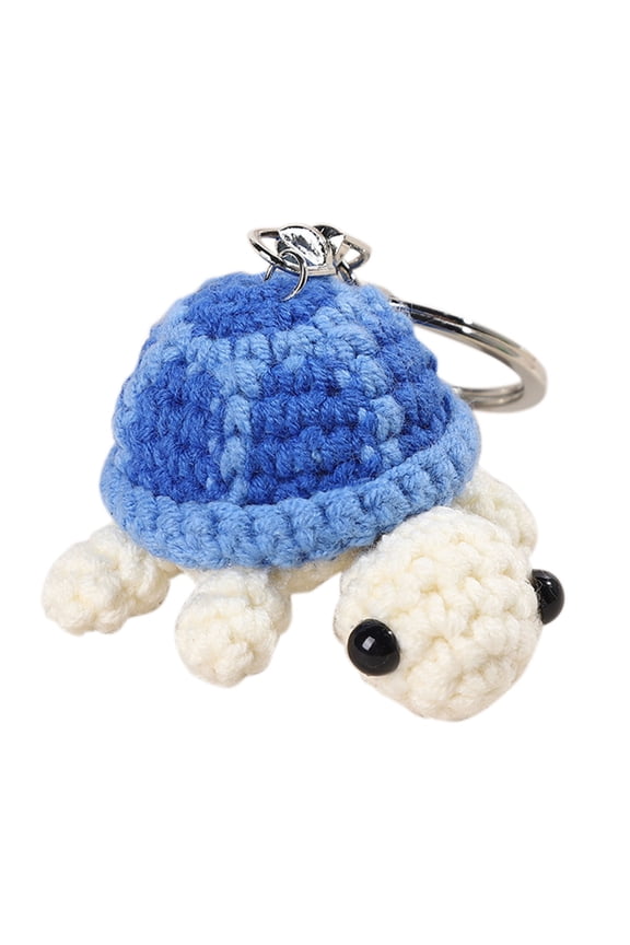 Blue Hand Knitted Turtle Keychain Crochet Doll Keyring Cute Animal Pendant For Backpack Bag Decoration Unique Gift For Kids And Friends Soft Yarn Craft Accessory