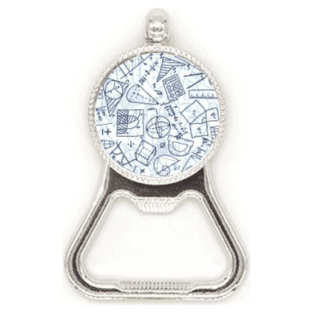 Blue Hand Painted Math Ruler Calculator Illustration Metal Beer Bottle