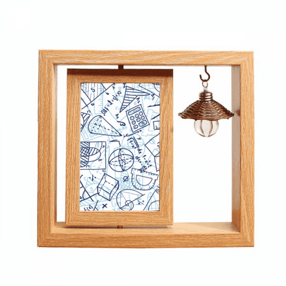Blue Hand Painted Math Ruler Calculator Illustration Wooden Rotating ...