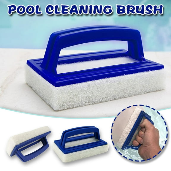 Blue Handheld Pool Cleaning Brush | Sponge & Plastic Scrubber for Gunite Pools, Tiles & Floors | 14.5x9x7cm Swimming Pool Scrub Brush Tool - 1 PC