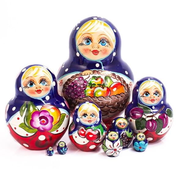 Blue Handkerchief Nesting Doll (10 pc.)