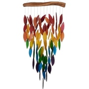 Blue Handworks Deluxe Rainbow Waterfall & Driftwood Chime, Sandblasted Glass and Found Wood Handcrafted Wind Chime
