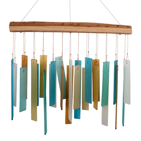 Blue Handworks Glass Wind Chime, Caribbean Beach Windchime, Outdoor Decor