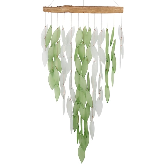 Blue Handworks Glass Wind Chime Deluxe Green Waterfall Wind Chimes Garden Decor
