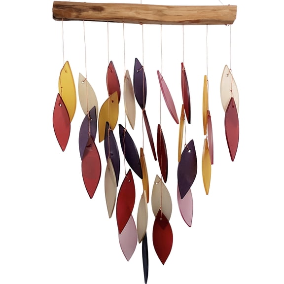 Blue Handworks Fiesta Glass Wind Chime, Waterfall Leaves