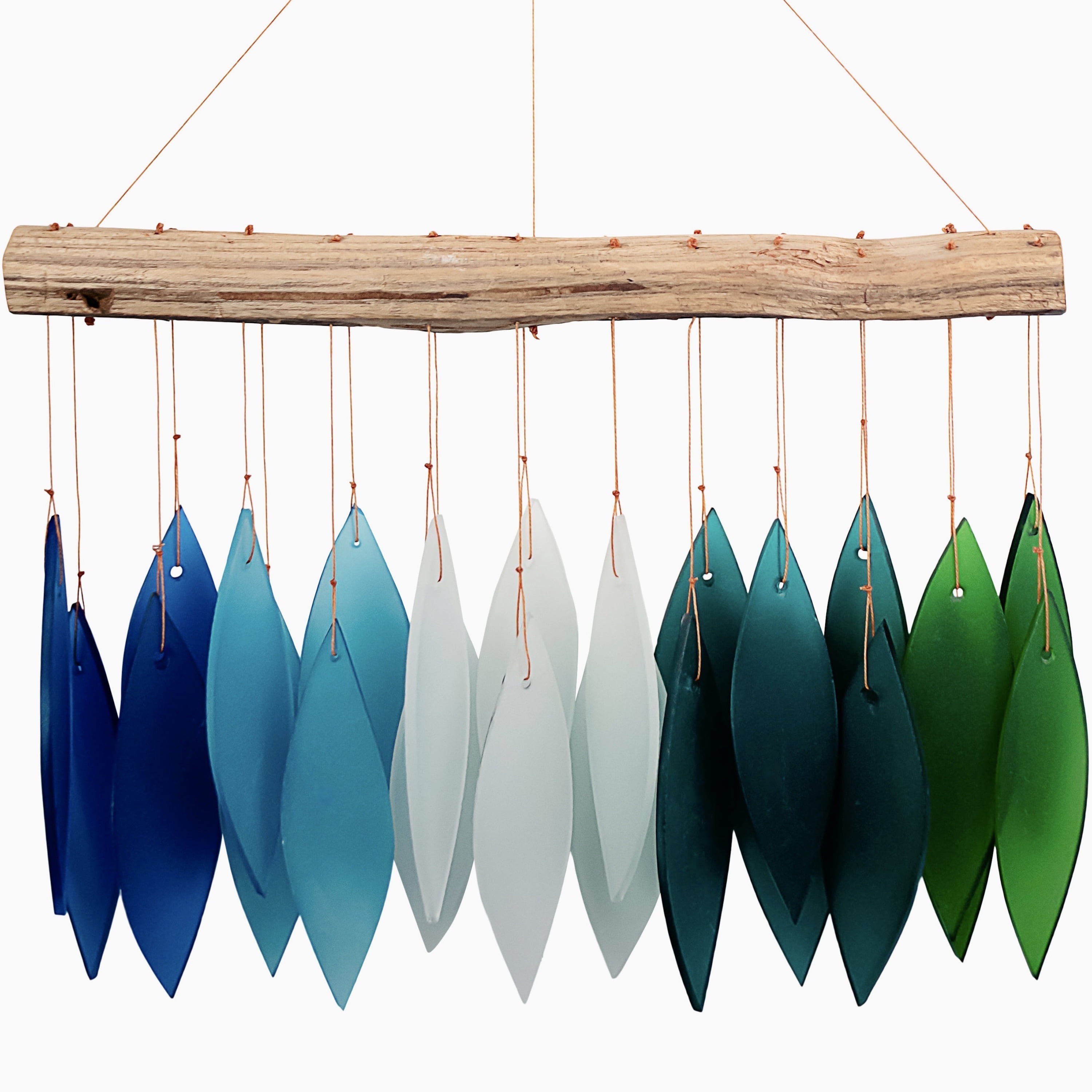Blue Handworks Glass Wind Chime Gradient Ocean Hanging Wind Chimes Garden Decor