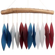 Blue Handworks Glass Wind Chime Red White and Blue Wind Chimes 4th of July Decor