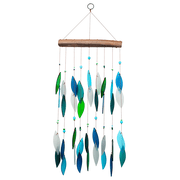 Blue Handworks Ocean Blues Glass Wind Chime, Beaded