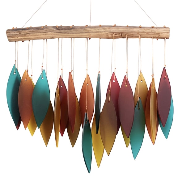 Blue Handworks Santa Fe Glass Chime Sandblasted And Found Wood Handcrafted Wind