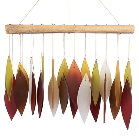 Blue Handworks Wind Chime Autumn Leaves Glass Wind Chimes Yard Decor