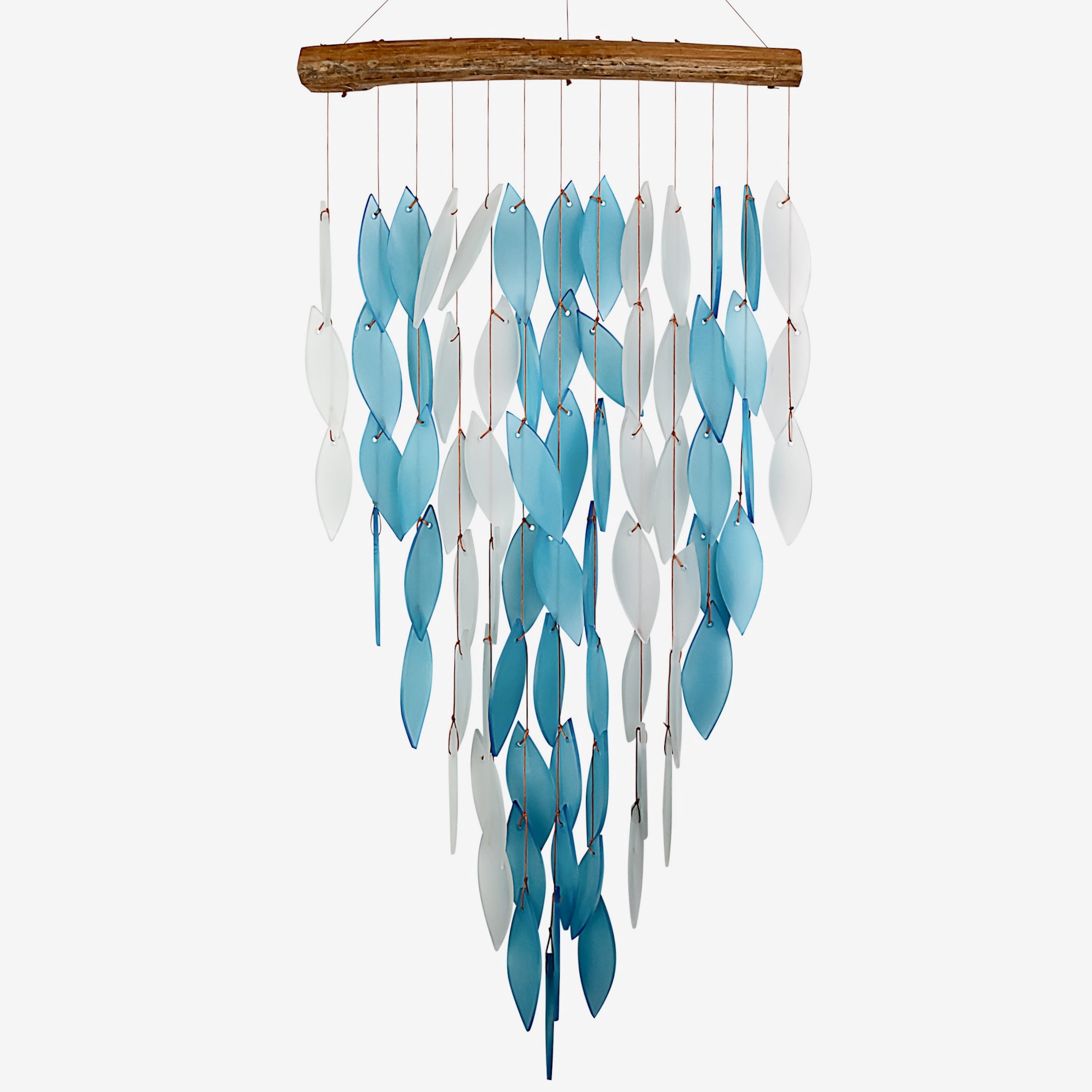 Blue Handworks Wind Chimes Blue Waterfall Glass Wind Chime Garden Decor