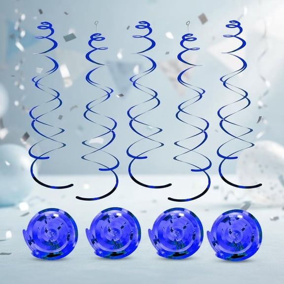 Blue Hanging Swirl Party Decorations, Sparkle Ceiling Decorations, Streamers for Wedding Party Anniversary Graduation Christmas
