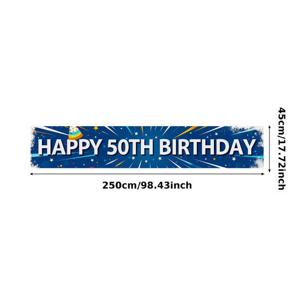 Blue Happy 50th Birthday Star Backdrop Banner Party Supplies Decorations Photography Props Background Celebration Event