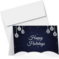 thumbnail image 1 of Blue Happy Holidays – Blank Fold Over Greetings Cards & Envelopes – for Christmas and New Year’s Gifts and Presents | 25 Cards and 25 Envelopes per Pack | 4.5 x 6” (When Folded), 1 of 4