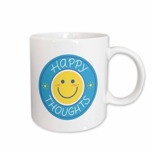 3drose, Blue Happy Thoughts Quotes About Mental Health Awareness, 15oz Mug