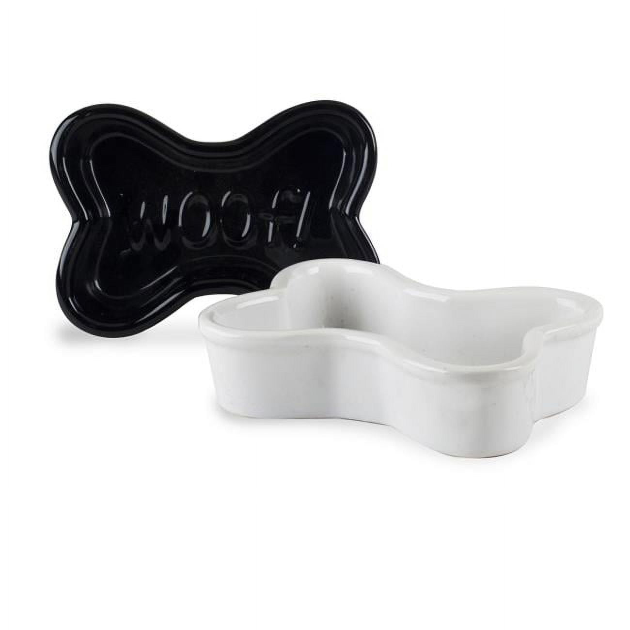 Blue Harbor 32087 6 in. Black & White Bone Shaped Dog Bowl
