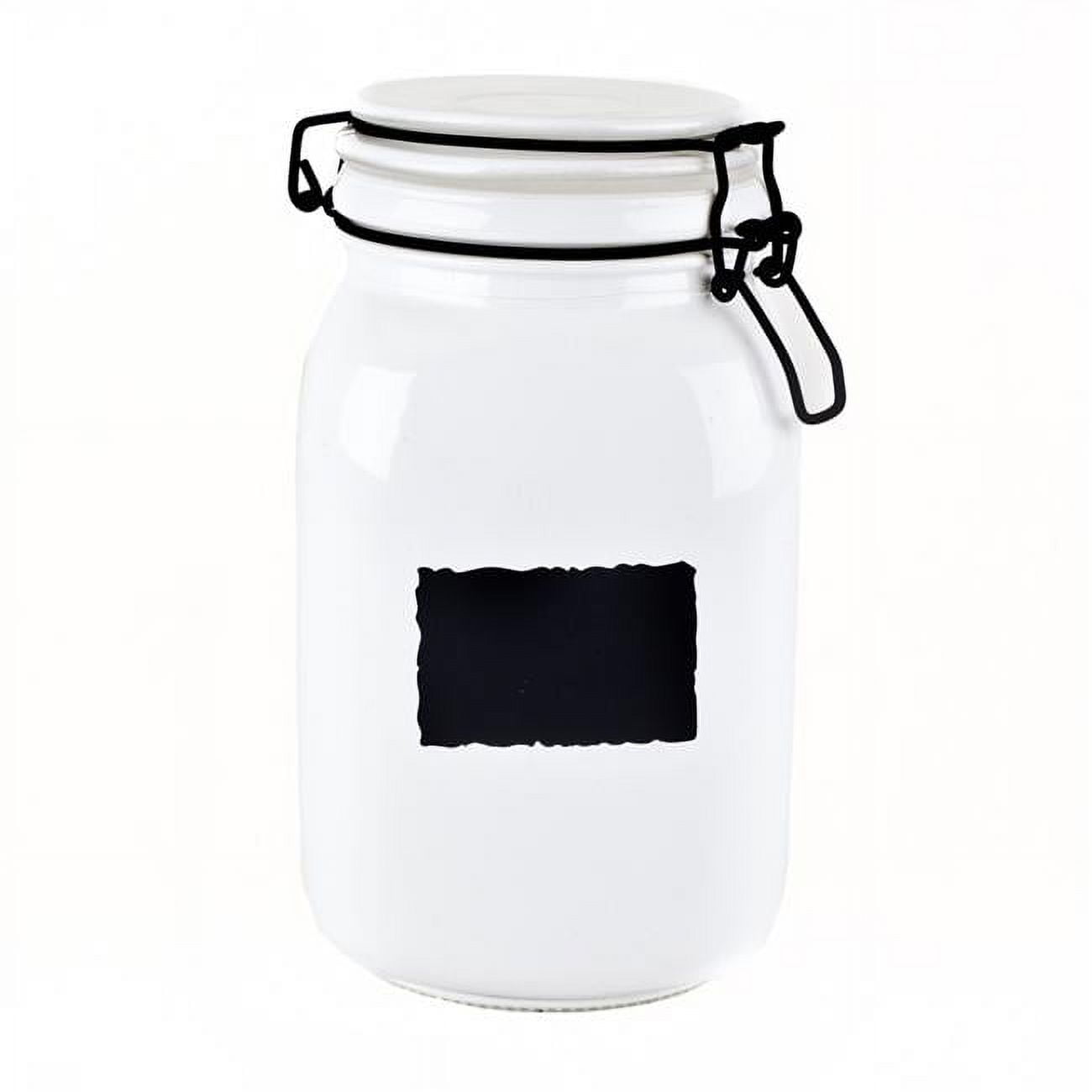 Blue Harbor 33124 50.7 oz White Glass Clip Jar with Chalkboard