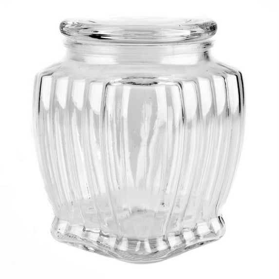 Blue Harbor 33246 67 oz Rib Bell Shape Glass Jar with Glass Lid - Clear