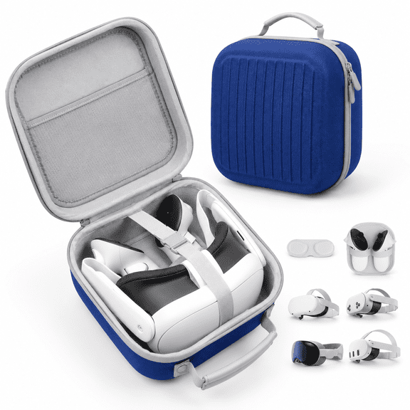 Blue Hard Carrying Case for Meta Quest 3s, Quest 3, Quest 2, and Vision Pro