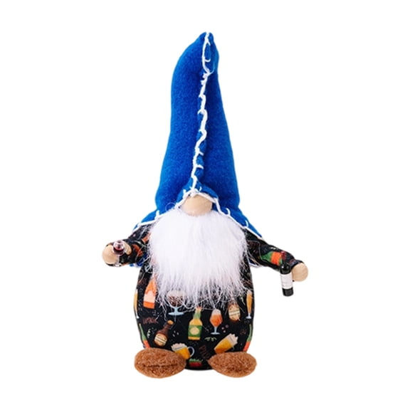 Blue Hat Faceless Gnome Wine Glass Figurine, 4Th Of July Decor, Creative Dwarf Ornament For Home Office Desktop Decoration