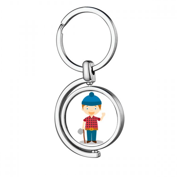 Blue Hat Shirt Canada Cartoon Rotating Keychain Metal Keyring Holder