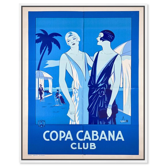 Blue Havana Nights Canvas Print Retro Fashion Decor by Art Remedy, White Frame, 20 x 24