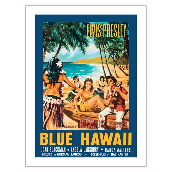 Blue Hawaii - Elvis Presley - Vintage Film Movie Poster by Mauro Colizzi c.1961 - Bamboo Fine Art 290gsm Paper (Unframed) 12x16in