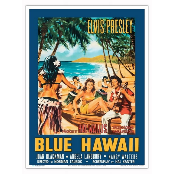 Blue Hawaii - Elvis Presley - Vintage Film Movie Poster by Mauro Colizzi c.1961 - Master Art Print (Unframed) 9in x 12in