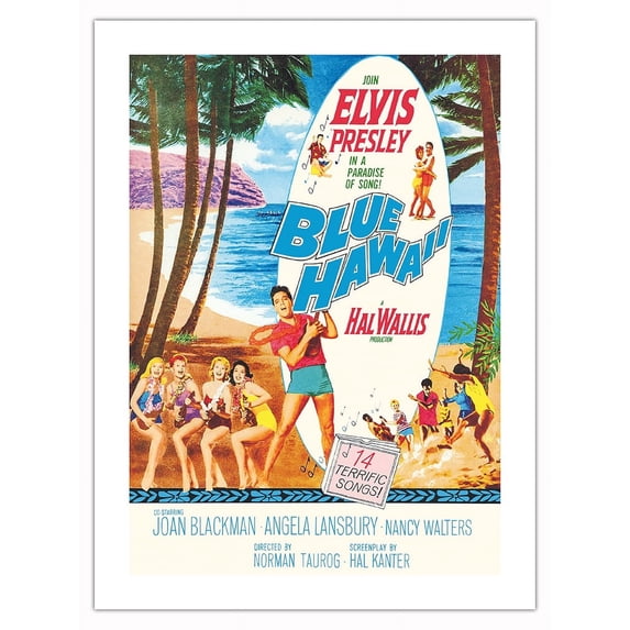 Blue Hawaii - Join Elvis Presley in a Paradise of Song - Vintage Film Movie Poster - Fine Art Matte Paper Print (Unframed) 18x24in