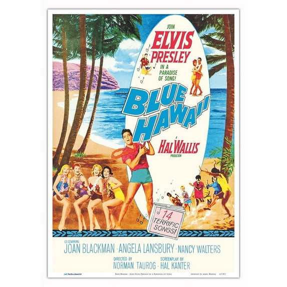 Blue Hawaii - Join Elvis Presley in a Paradise of Song - Vintage Film Movie Poster - Master Art Print 10in x 14in