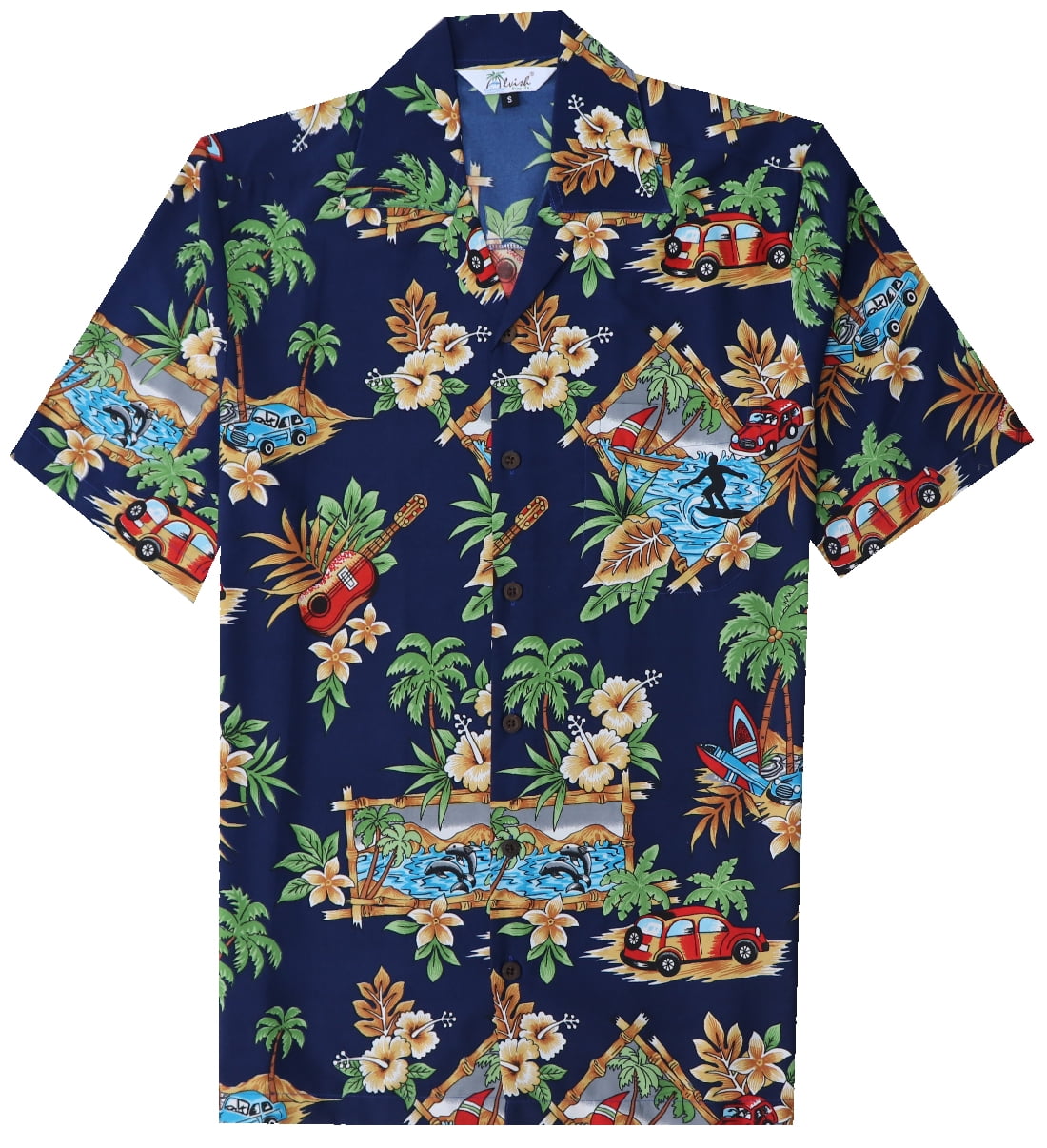 Blue Hawaiian Shirts for Men dress shirt Blue S - Walmart.com